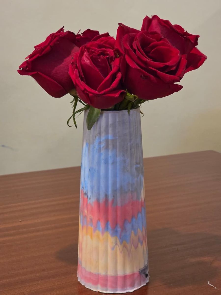Tall Ribbed Vase by Klassiq Resin photo 2